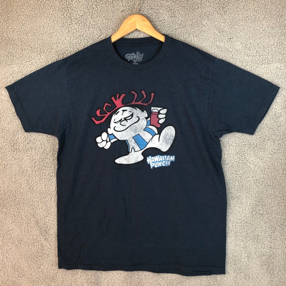 Tee Luv Hawaiian Punch Graphic T-Shirt Mens Large Navy Blue Retro Mascot Tee